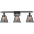 Ballston Urban Cone 6" 26"W 3 Light Matte Black Bath Light w/ Smo