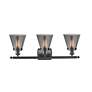 2_Ballston Urban Cone 6" 26"W 3 Light Matte Black Bath Light w/ Smo more views
