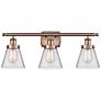 Ballston Urban Cone 6" 3 Light 26" Bath Light - Copper - Clear Sh