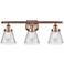 Ballston Urban Cone 6" 3 Light 26" Bath Light - Copper - Clear Sh