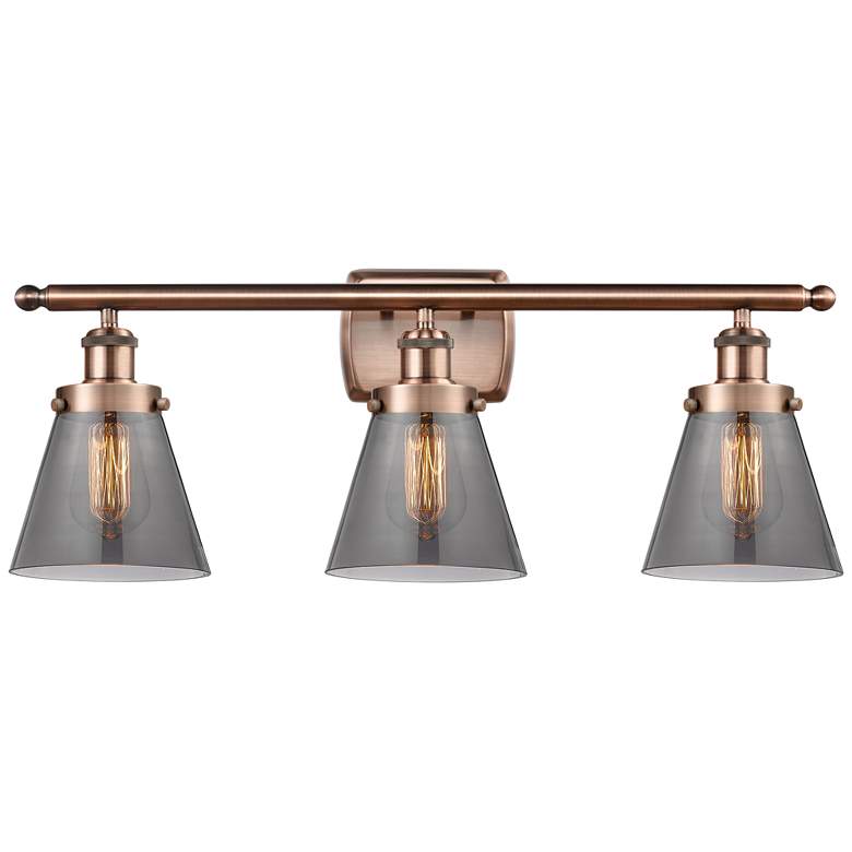 Image 1 Ballston Urban Cone 6" 3 Light 26" Bath Light - Copper - Smoke Sh