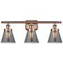 Ballston Urban Cone 6" 3 Light 26" Bath Light - Copper - Smoke Sh