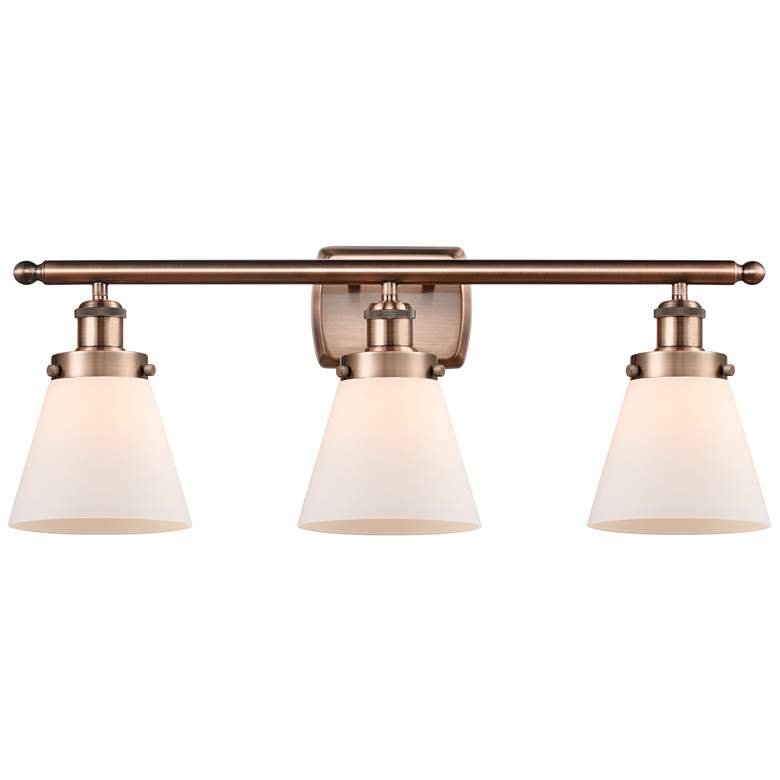 Image 1 Ballston Urban Cone 6" 3 Light 26" Bath Light - Copper - White Sh