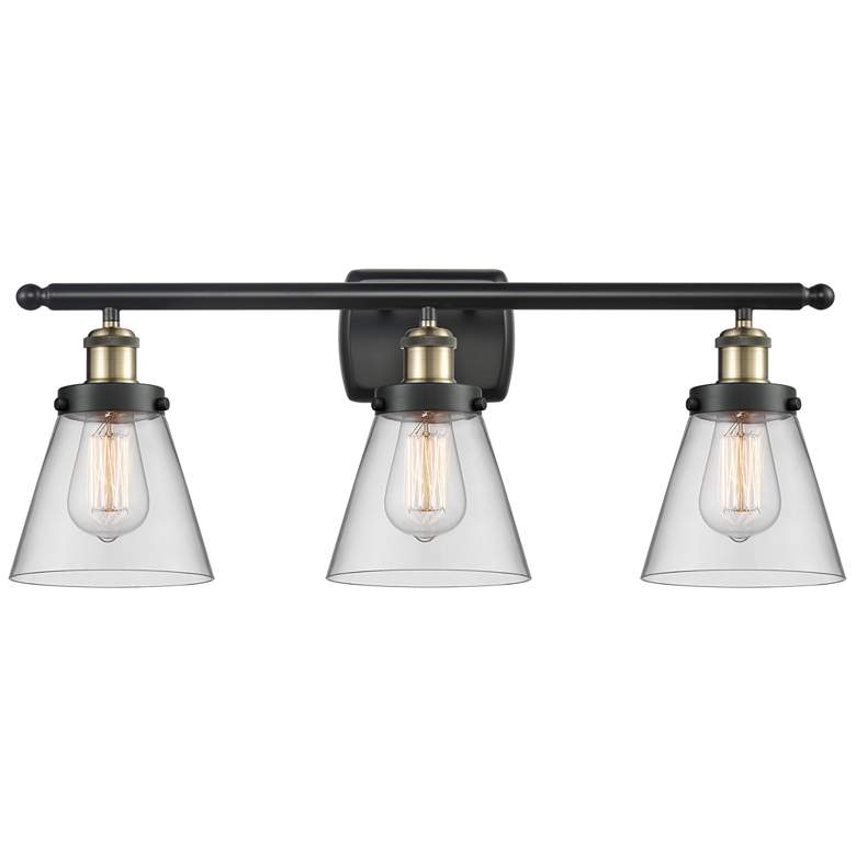 Image 1 Ballston Urban Cone 6" 3 Light 26" LED Bath Light - Black Brass -