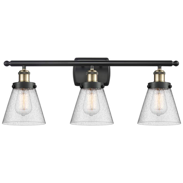 Image 1 Ballston Urban Cone 6" 3 Light 26" LED Bath Light - Black Brass -
