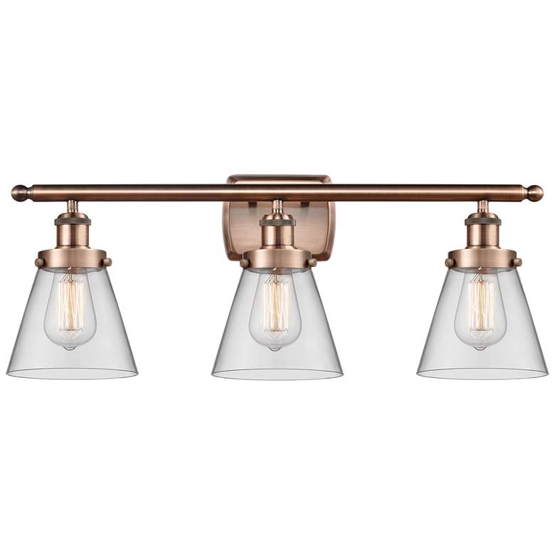 Image 1 Ballston Urban Cone 6" 3 Light 26" LED Bath Light - Copper - Clea