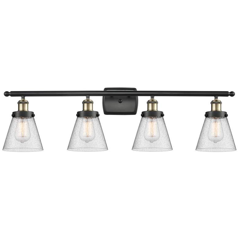 Image 1 Ballston Urban Cone 6" 4 Light 36" Bath Light - Black Brass - See