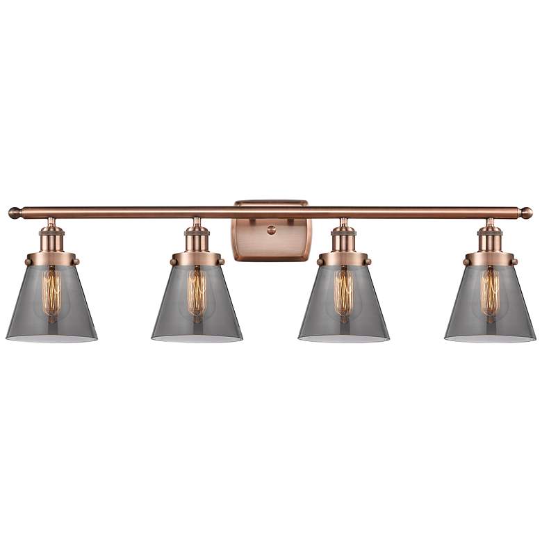 Image 1 Ballston Urban Cone 6 inch 4 Light 36 inch Bath Light - Copper - Smoke Sh