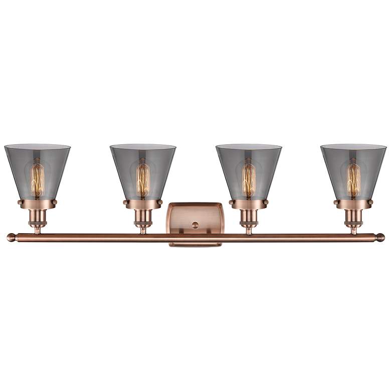 Image 3 Ballston Urban Cone 6" 4 Light 36" Bath Light - Copper - Smoke Sh more views
