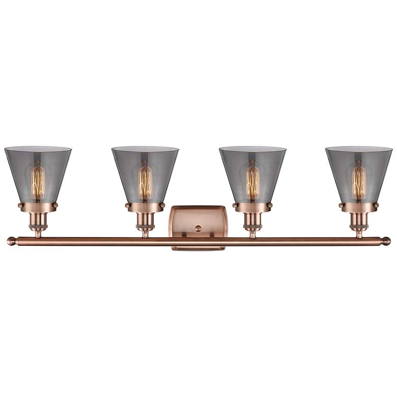 Image 3 Ballston Urban Cone 6 inch 4 Light 36 inch Bath Light - Copper - Smoke Sh more views