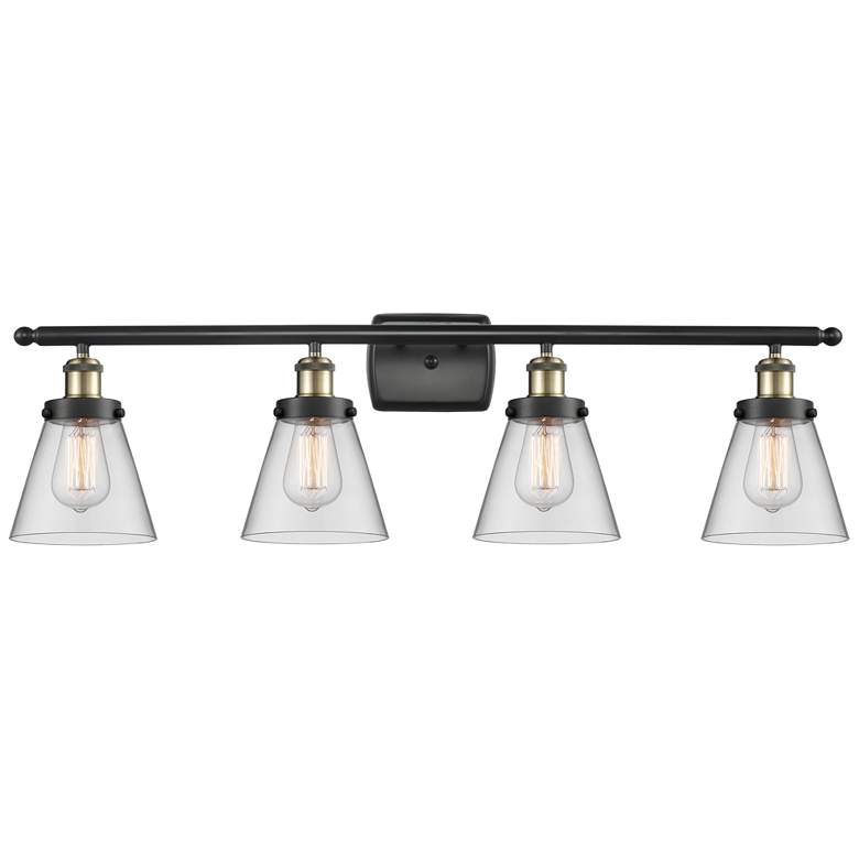 Image 1 Ballston Urban Cone 6" 4 Light 36" LED Bath Light - Black Brass -