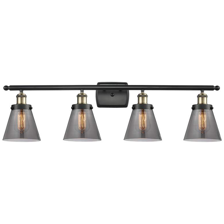 Image 1 Ballston Urban Cone 6" 4 Light 36" LED Bath Light - Black Brass -