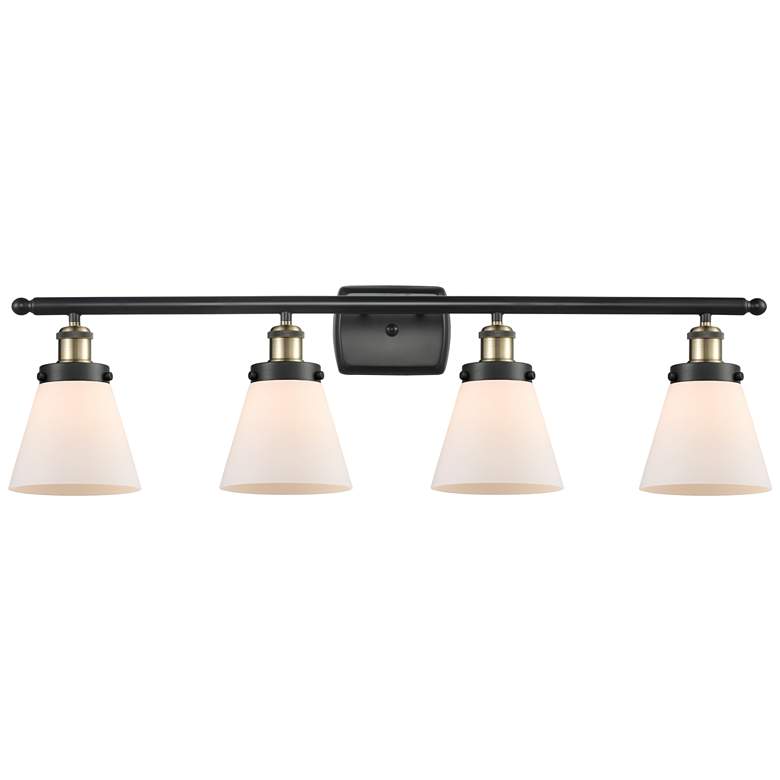 Image 1 Ballston Urban Cone 6" 4 Light 36" LED Bath Light - Black Brass -