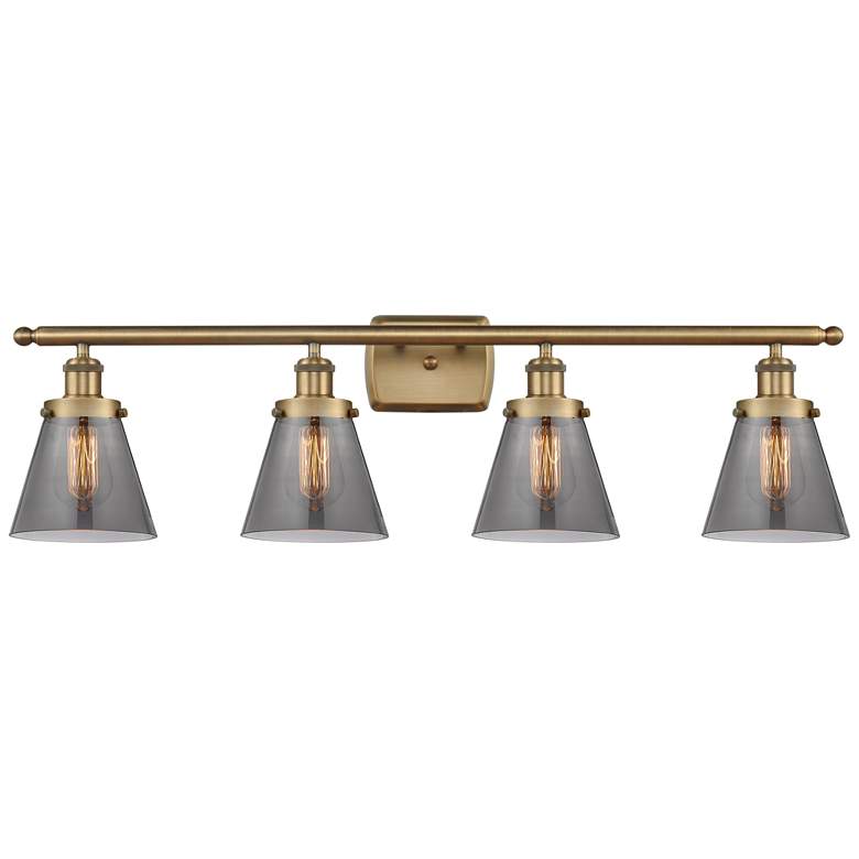 Image 1 Ballston Urban Cone 6" 4 Light 36" LED Bath Light - Brushed Brass