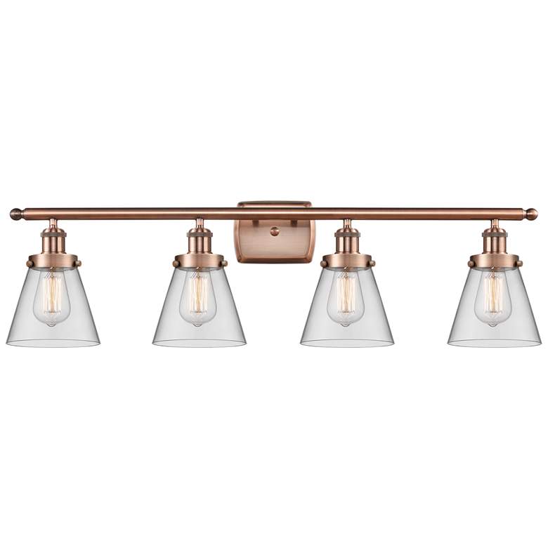 Image 1 Ballston Urban Cone 6" 4 Light 36" LED Bath Light - Copper - Clea
