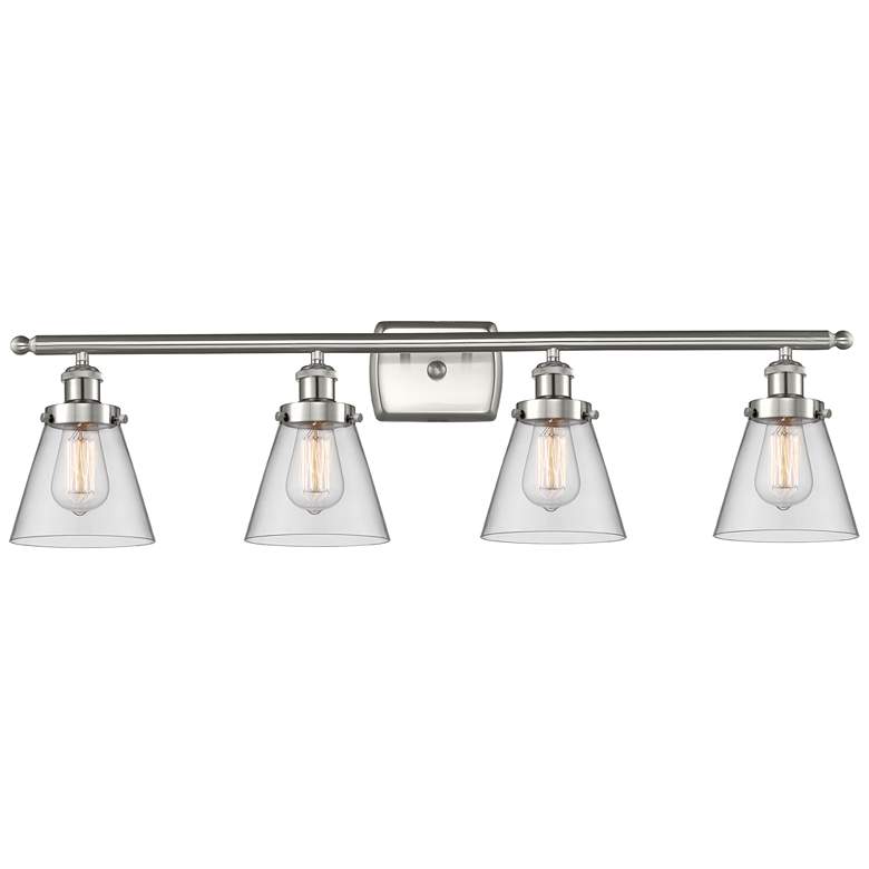 Image 1 Ballston Urban Cone 6" 4 Light 36" LED Bath Light - Satin Nickel