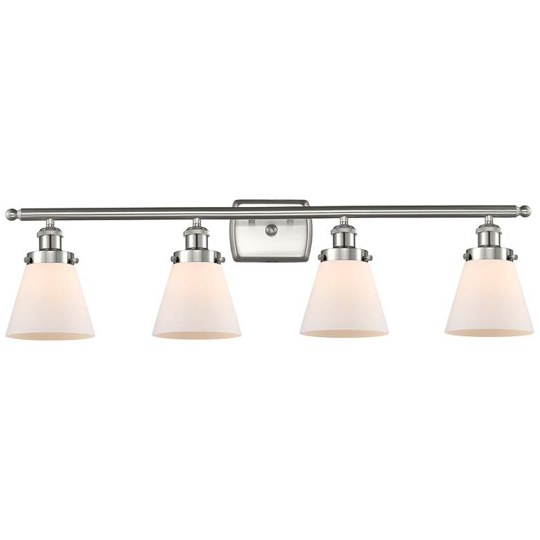 Image 1 Ballston Urban Cone 6" 4 Light 36" LED Bath Light - Satin Nickel