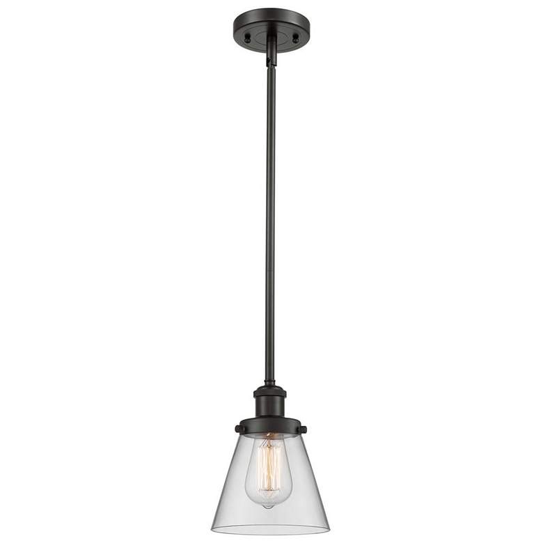 Image 1 Ballston Urban Cone 6" Bronze Stemmed Mini Pendant w/ Clear Shade