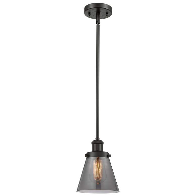 Image 1 Ballston Urban Cone 6" Bronze Stemmed Mini Pendant w/ Smoke Shade