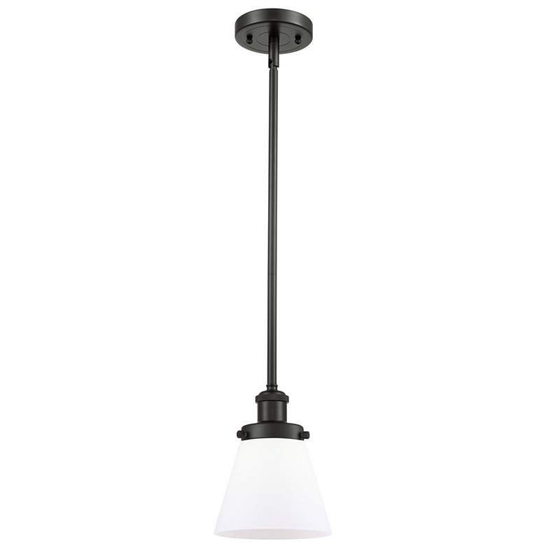 Image 1 Ballston Urban Cone 6" Bronze Stemmed Mini Pendant w/ White Shade