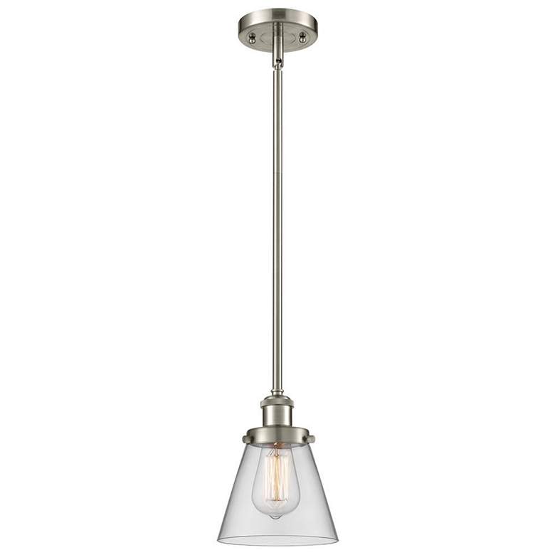 Image 1 Ballston Urban Cone 6" Brushed Nickel Stemmed Mini Pendant w/ Clear Sh