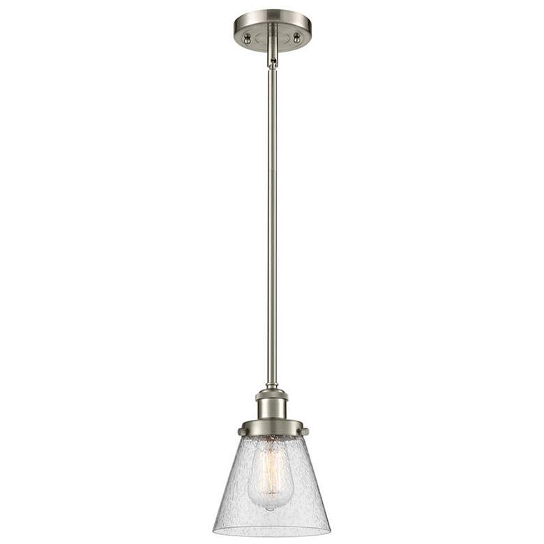 Image 1 Ballston Urban Cone 6" Brushed Nickel Stemmed Mini Pendant w/ Seedy Sh
