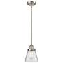 Ballston Urban Cone 6" Brushed Nickel Stemmed Mini Pendant w/ Seedy Sh