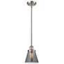 Ballston Urban Cone 6" Brushed Nickel Stemmed Mini Pendant w/ Smoke Sh
