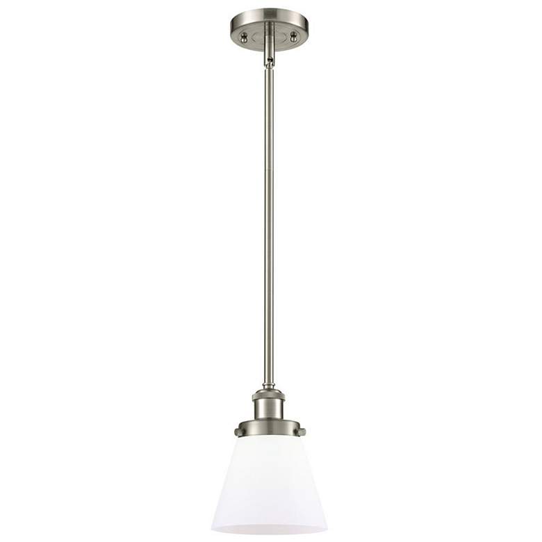 Image 1 Ballston Urban Cone 6" Brushed Nickel Stemmed Mini Pendant w/ White Sh