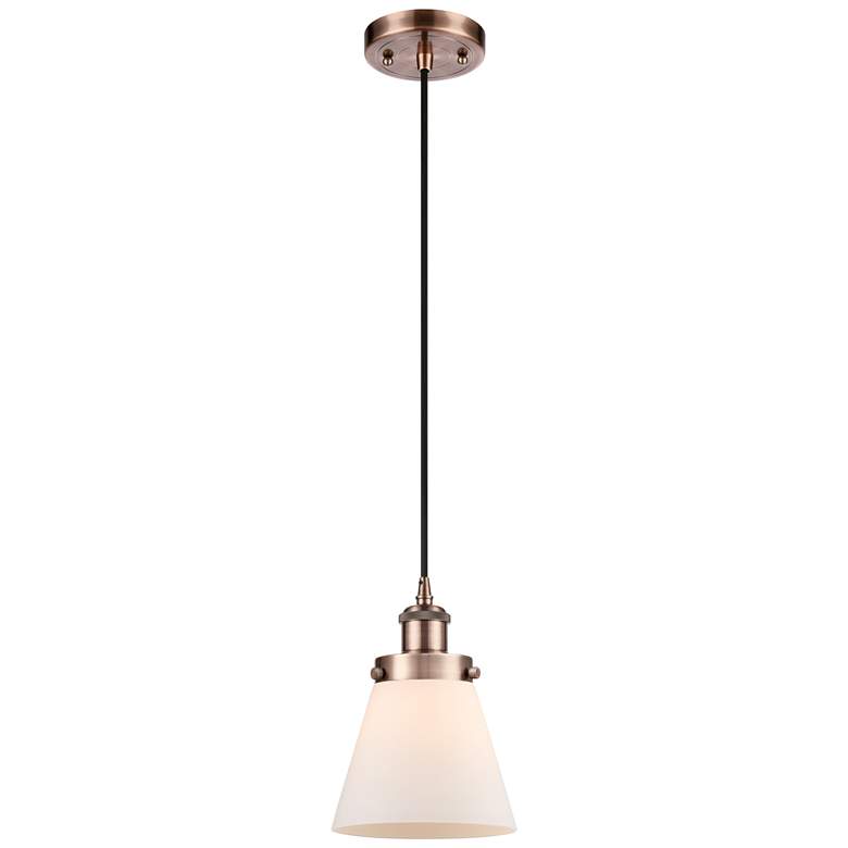 Image 1 Ballston Urban Cone 6" LED Mini Pendant - Antique Copper - Matte White