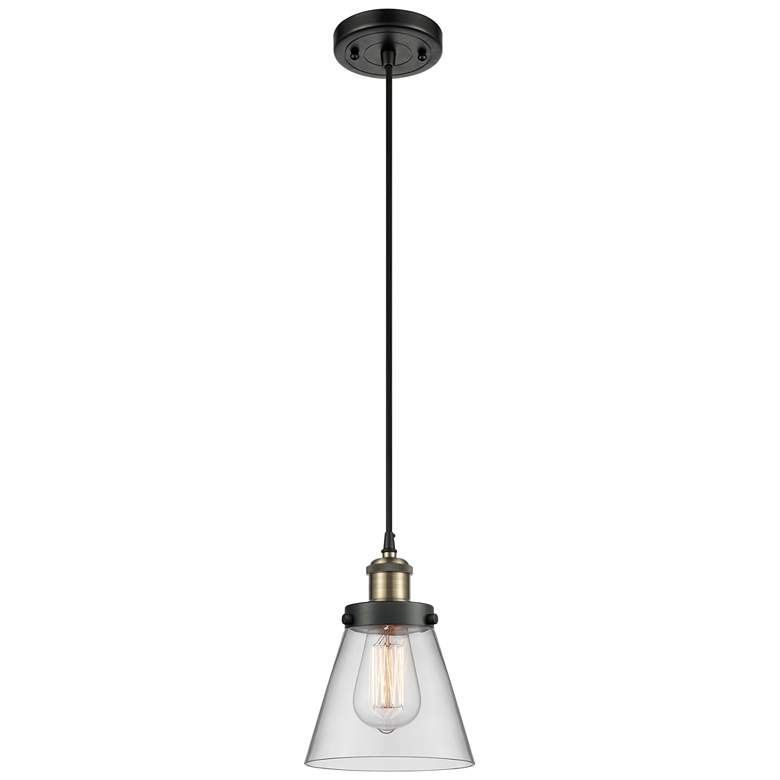 Image 1 Ballston Urban Cone 6" LED Mini Pendant - Black Antique Brass - Clear