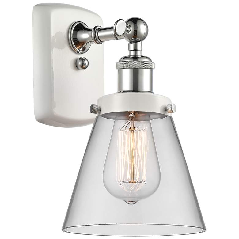 Image 1 Ballston Urban Cone 6 inch LED Sconce - White &#38; Chrome Finish - Clear 