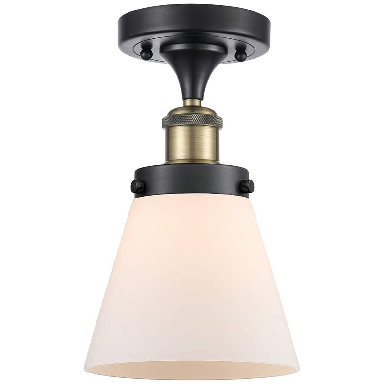 Image 1 Ballston Urban Cone 6" LED Semi-Flush Mount - Black Brass - Matte Whi