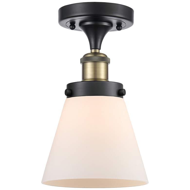 Image 1 Ballston Urban Cone  6 inch LED Semi-Flush Mount - Black Brass - Matte Whi