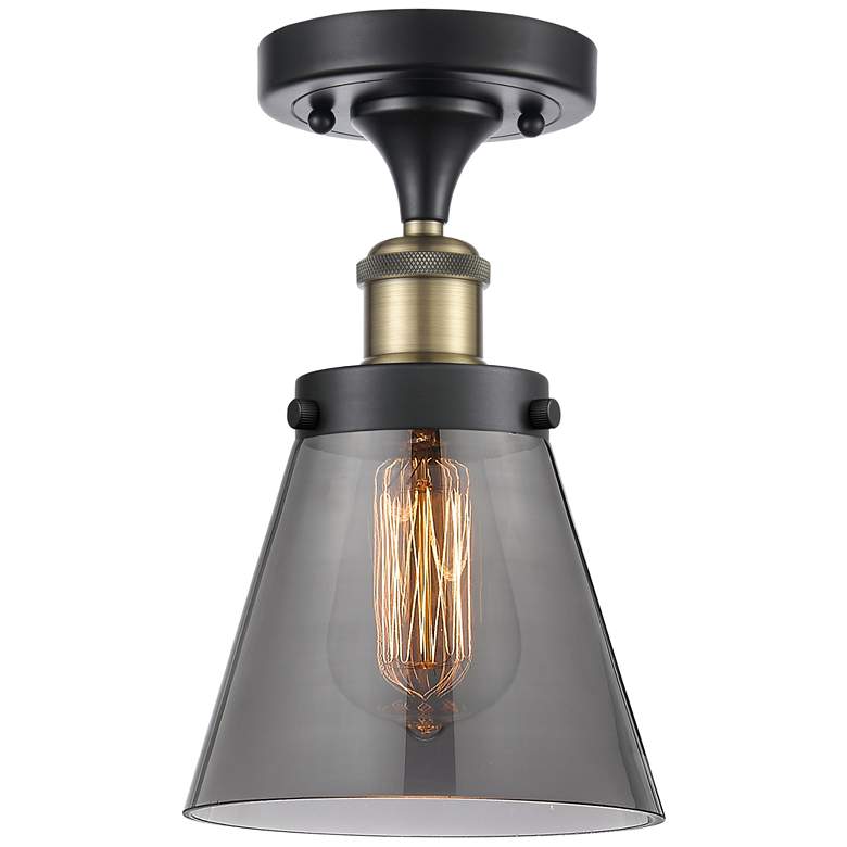 Image 1 Ballston Urban Cone 6" LED Semi-Flush Mount - Black Brass - Plated Sm