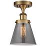 Ballston Urban Cone  6" LED Semi-Flush Mount - Brushed Brass - Plated