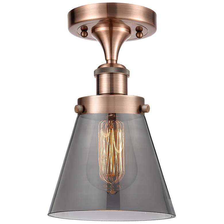 Image 1 Ballston Urban Cone 6" LED Semi-Flush Mount - Copper - Plated Smoke