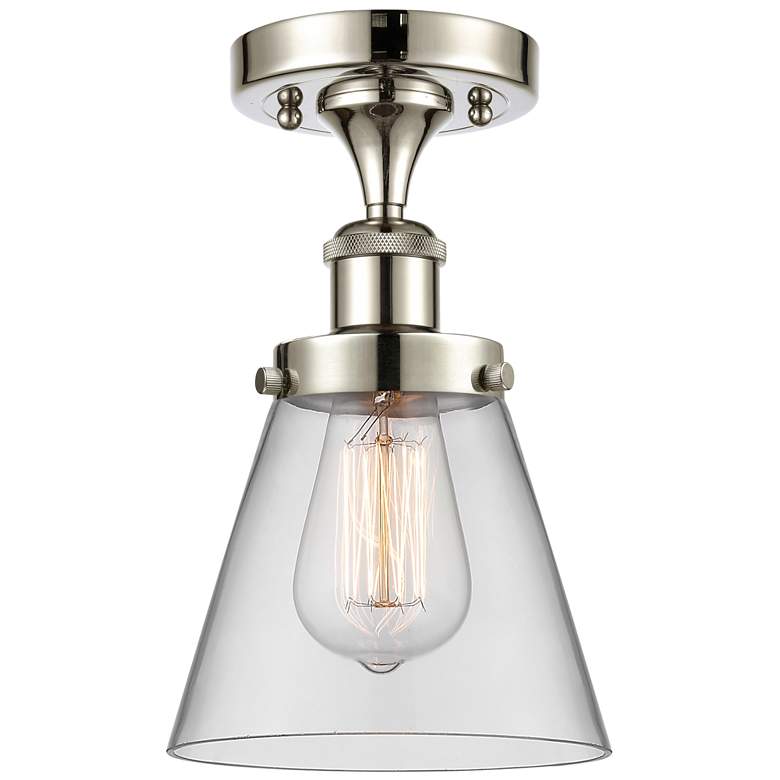Image 1 Ballston Urban Cone 6" LED Semi-Flush Mount - Polished Nickel - Clear