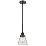 Ballston Urban Cone 6" Matte Black Stemmed Mini Pendant w/ Clear Shade