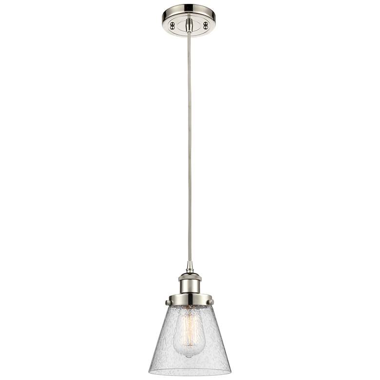 Image 1 Ballston Urban Cone 6" Mini Pendant - Polished Nickel - Seedy Shade