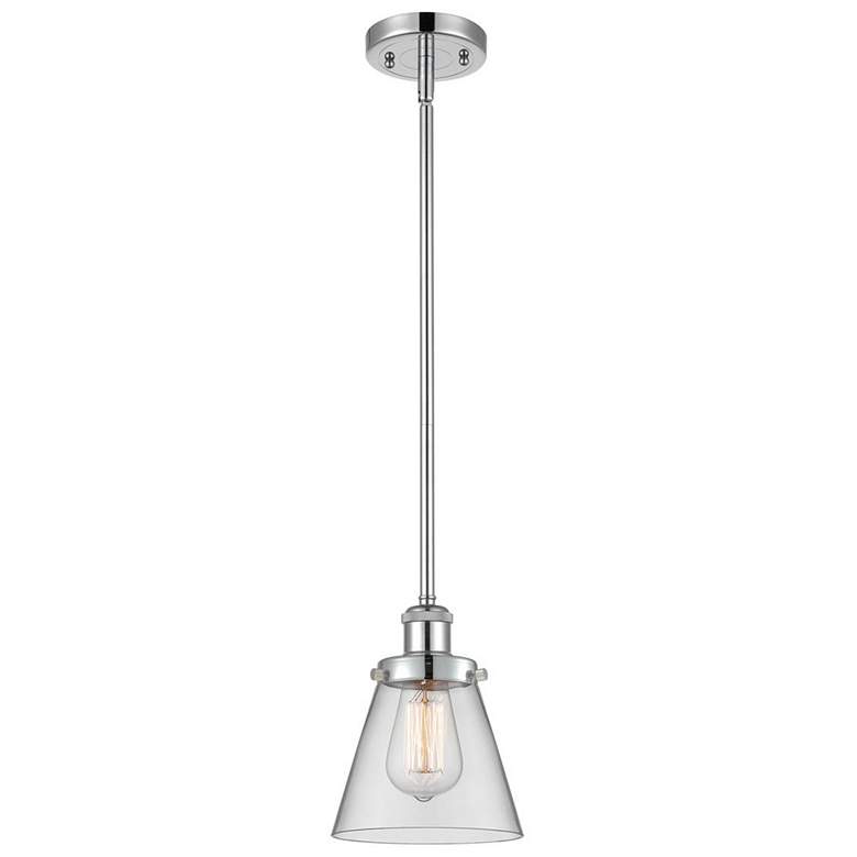 Image 1 Ballston Urban Cone 6" Polished Chrome Stemmed Mini Pendant w/ Clear S