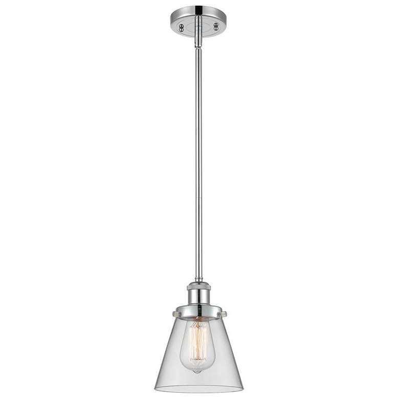 Image 1 Ballston Urban Cone 6 inch Polished Chrome Stemmed Mini Pendant w/ Clear S