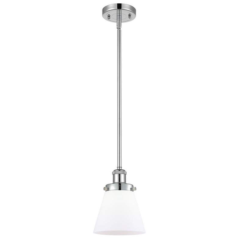 Image 1 Ballston Urban Cone 6" Polished Chrome Stemmed Mini Pendant w/ White S