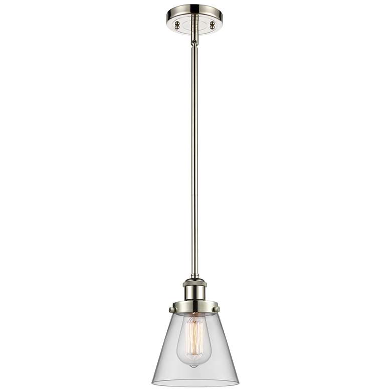Image 1 Ballston Urban Cone 6" Polished Nickel Stemmed Mini Pendant w/ Clear S