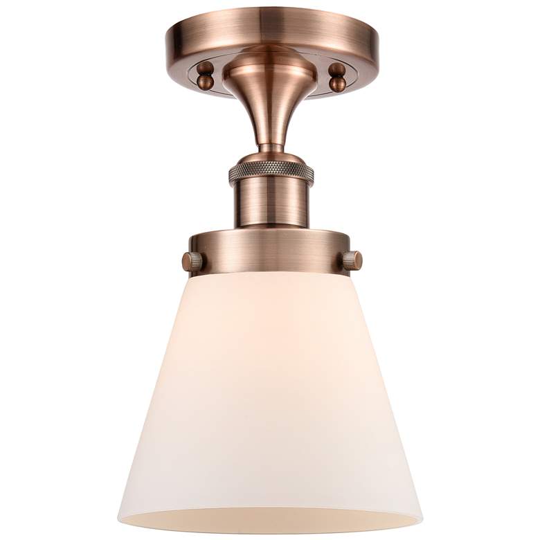 Image 1 Ballston Urban Cone 6" Semi-Flush Mount - Antique Copper - Matte Whit