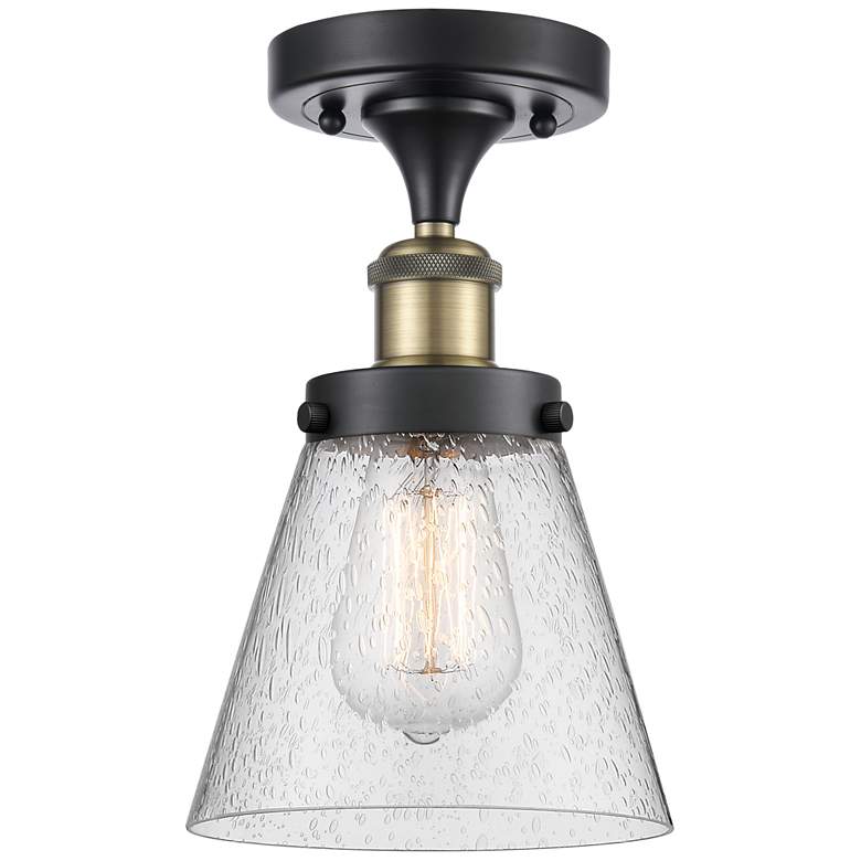 Image 1 Ballston Urban Cone 6" Semi-Flush Mount - Black Antique Brass - Seedy