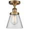 Ballston Urban Cone 6" Semi-Flush Mount - Brushed Brass - Clear Shade