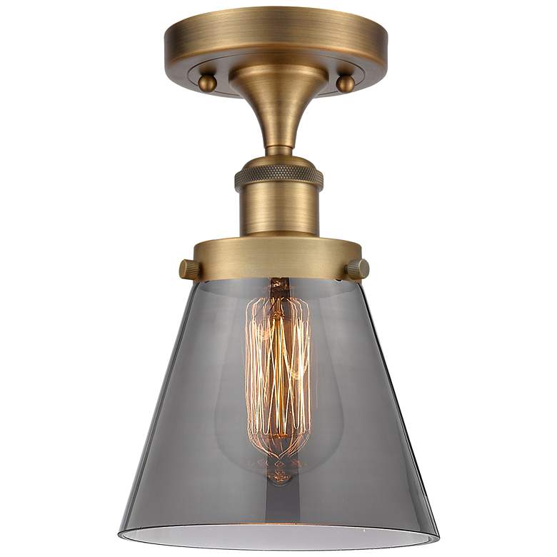Image 1 Ballston Urban Cone 6" Semi-Flush Mount - Brushed Brass - Plated Smok