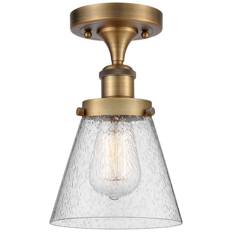 Image 1 Ballston Urban Cone 6" Semi-Flush Mount - Brushed Brass - Seedy Shade