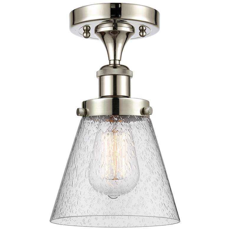 Image 1 Ballston Urban Cone 6" Semi-Flush Mount - Polished Nickel - Seedy Sha
